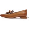 imageMona flying Womens Leather Square Toe Penny Loafer Comfort Dress Casual Slip on Flat Office Work Shoes for LadiesBrown Coffee