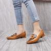 imageMona flying Womens Leather Square Toe Penny Loafer Comfort Dress Casual Slip on Flat Office Work Shoes for LadiesBrown Coffee