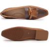 imageMona flying Womens Leather Square Toe Penny Loafer Comfort Dress Casual Slip on Flat Office Work Shoes for LadiesBrown Coffee