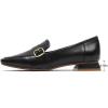 imageMona flying Womens Leather Square Toe Penny Loafer Comfort Dress Casual Slip on Flat Office Work Shoes for LadiesDark Black