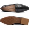 imageMona flying Womens Leather Square Toe Penny Loafer Comfort Dress Casual Slip on Flat Office Work Shoes for LadiesDark Black