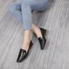imageMona flying Womens Leather Square Toe Penny Loafer Comfort Dress Casual Slip on Flat Office Work Shoes for LadiesDark Black
