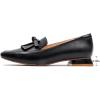 imageMona flying Womens Leather Square Toe Penny Loafer Comfort Dress Casual Slip on Flat Office Work Shoes for LadiesDeep Black