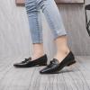 imageMona flying Womens Leather Square Toe Penny Loafer Comfort Dress Casual Slip on Flat Office Work Shoes for LadiesDeep Black