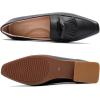 imageMona flying Womens Leather Square Toe Penny Loafer Comfort Dress Casual Slip on Flat Office Work Shoes for LadiesDeep Black