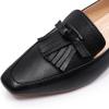 imageMona flying Womens Leather Square Toe Penny Loafer Comfort Dress Casual Slip on Flat Office Work Shoes for LadiesDeep Black