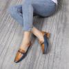 imageMona flying Womens Leather Square Toe Penny Loafer Comfort Dress Casual Slip on Flat Office Work Shoes for LadiesNavy Bluebrown
