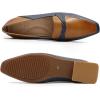 imageMona flying Womens Leather Square Toe Penny Loafer Comfort Dress Casual Slip on Flat Office Work Shoes for LadiesNavy Bluebrown