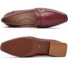 imageMona flying Womens Leather Square Toe Penny Loafer Comfort Dress Casual Slip on Flat Office Work Shoes for LadiesWine Red