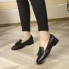 imageMona flying Womens Leather Tassel Loafers Slip On Flats Office Ladies Casual ShoesBlack