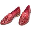 imageMona flying Womens Leather Tassel Loafers Slip On Flats Office Ladies Casual ShoesDate Red