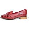 imageMona flying Womens Leather Tassel Loafers Slip On Flats Office Ladies Casual ShoesDate Red