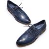 imageMona flying Womens Printed Oxfords Brogue Derby Ladies Lace up Leather ShoesBlue