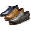 imageMona flying Womens Printed Oxfords Brogue Derby Ladies Lace up Leather ShoesBrown