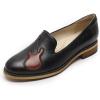 imageMona flying Womens Leather Penny Loafers Slip On Flats Office Ladies Casual ShoesBlack