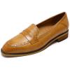 imageMona flying Womens Leather Penny Loafers Slip On Flats Office Ladies Casual ShoesBrown