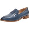 imageMona flying Womens Leather Pointed Toe Penny Loafer Dress Casual Slip on Flat Office Work Shoes for LadiesBlueness