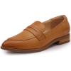 imageMona flying Womens Leather Pointed Toe Penny Loafer Dress Casual Slip on Flat Office Work Shoes for LadiesBrown