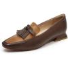imageMona flying Womens Leather Square Toe Penny Loafer Comfort Dress Casual Slip on Flat Office Work Shoes for LadiesDark Coffeebrown
