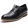 imageMona flying Womens Printed Oxfords Brogue Derby Ladies Lace up Leather ShoesBlack