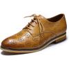 imageMona flying Womens Printed Oxfords Brogue Derby Ladies Lace up Leather ShoesBrown