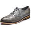 imageMona flying Womens Printed Oxfords Brogue Derby Ladies Lace up Leather ShoesGrey