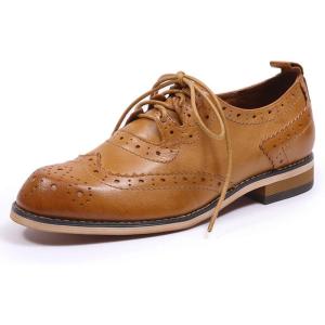 imageMona flying Womens Handmade Wingtip Oxfords Comfy Lace up Brogue Leather Shoes for LadiesBrown