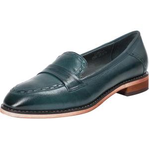 imageMona flying Womens Leather Penny Loafers Slip On Flats Office Ladies Casual ShoesGreenish