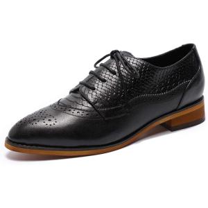 imageMona flying Womens Perforated Oxfords Brogue Derby Laceup Leather Shoes for LadiesBlack