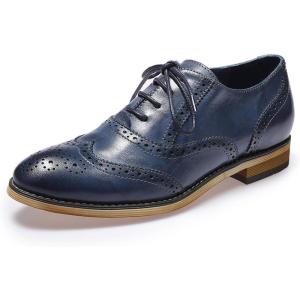 imageMona flying Womens Vintage Wingtip Oxfords Ladies Lace up Leather ShoesBlue
