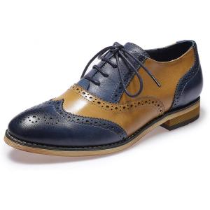 imageMona flying Womens Vintage Wingtip Oxfords Ladies Lace up Leather ShoesBluebrown