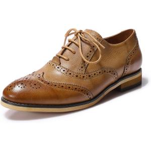imageMona flying Womens Vintage Wingtip Oxfords Ladies Lace up Leather ShoesBrown