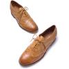 imageMona flying Womens Handcrafted Comfy Wingtip Oxfords Brogue Ladies Lace up Leather ShoesBrown