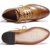 imageMona flying Womens Stacked Heel Wingtip Oxfords Ladies Comfortable Laceup Leather Brogue ShoesTan