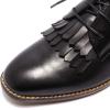 imageMona flying Womens Tassel Oxfords Derby Comfortable Lace up Leather Flat Office Work Shoes for LadiesBlack