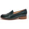 imageMona flying Womens Comfort Leather Round Toe Penny Loafers Dress Casual Slip On Flats Ladies Office Work ShoesDark Green