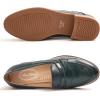 imageMona flying Womens Comfort Leather Round Toe Penny Loafers Dress Casual Slip On Flats Ladies Office Work ShoesDark Green