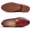 imageMona flying Womens Comfort Leather Round Toe Penny Loafers Dress Casual Slip On Flats Ladies Office Work ShoesJujube Red