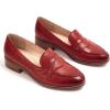 imageMona flying Womens Comfort Leather Round Toe Penny Loafers Dress Casual Slip On Flats Ladies Office Work ShoesJujube Red