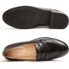 imageMona flying Womens Comfort Leather Round Toe Penny Loafers Dress Casual Slip On Flats Ladies Office Work ShoesPale Black