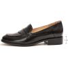 imageMona flying Womens Comfort Leather Round Toe Penny Loafers Dress Casual Slip On Flats Ladies Office Work ShoesPale Black