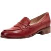 imageMona flying Womens Comfort Leather Round Toe Penny Loafers Dress Casual Slip On Flats Ladies Office Work ShoesJujube Red