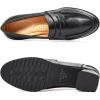 imageMona flying Womens Leather Chunky Heel Dress Loafer Pumps Vintage Office Work Mid Heel Shoes for LadiesBlack