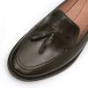 imageMona flying Womens Leather Chunky Mid Heel Tassel Loafers Pumps Vintage Office Work Heel Shoes for LadiesArmy Green