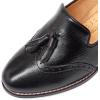 imageMona flying Womens Leather Chunky Mid Heel Tassel Loafers Pumps Vintage Office Work Heel Shoes for LadiesBlackish