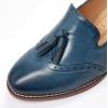 imageMona flying Womens Leather Chunky Mid Heel Tassel Loafers Pumps Vintage Office Work Heel Shoes for LadiesBlue