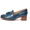 imageMona flying Womens Leather Chunky Mid Heel Tassel Loafers Pumps Vintage Office Work Heel Shoes for LadiesBlue