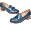imageMona flying Womens Leather Chunky Mid Heel Tassel Loafers Pumps Vintage Office Work Heel Shoes for LadiesBlue